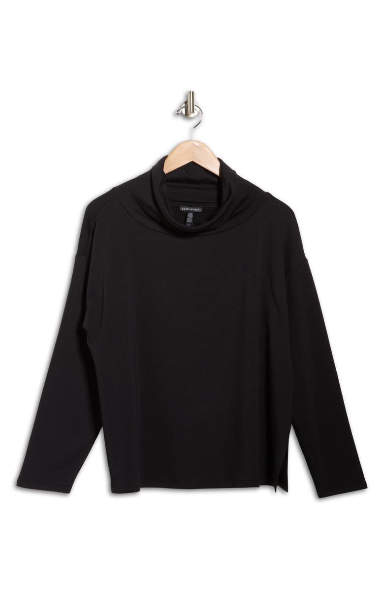 Eileen Fisher Drapey Funnel Neck Top, Alternate, color, Black