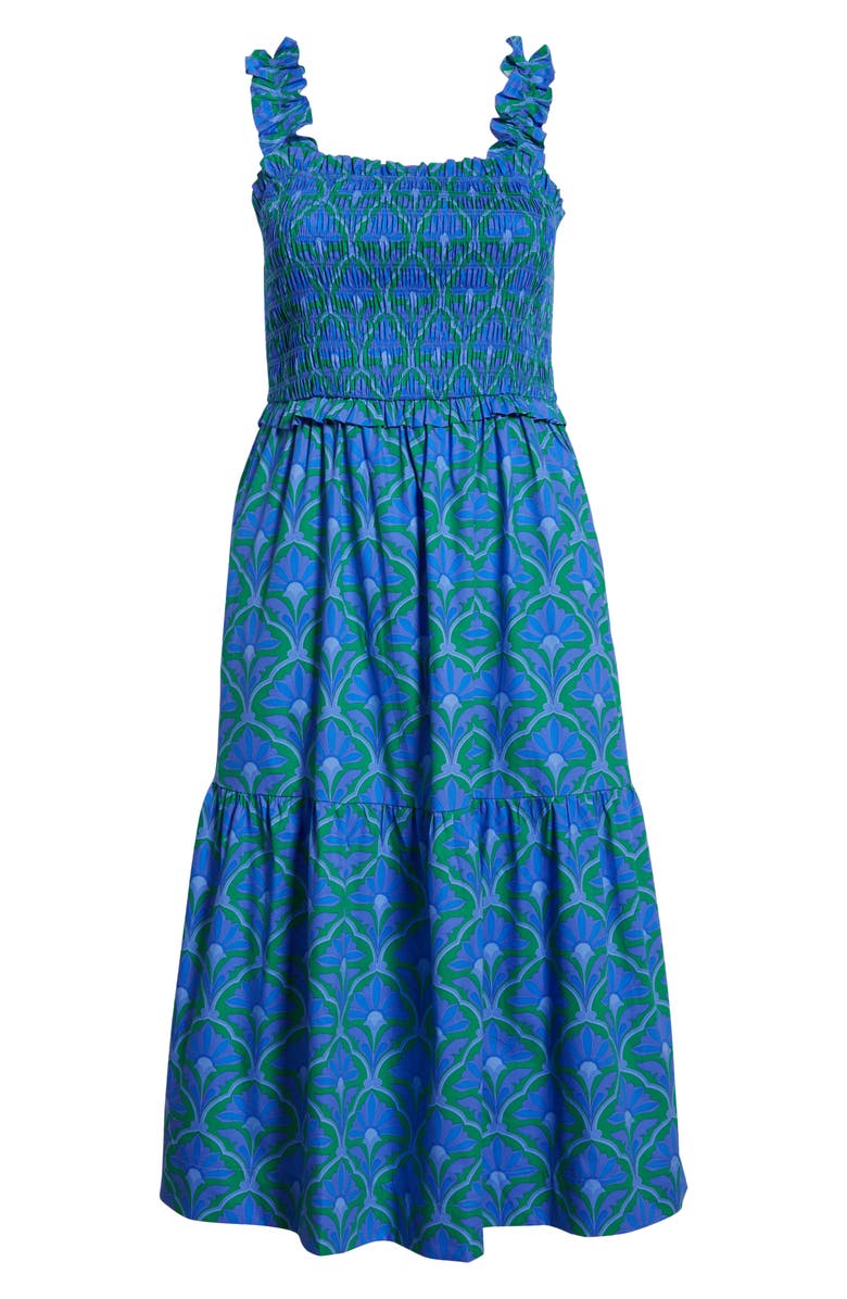 SUGARLIPS Sera Floral Cotton Midi Sundress, Alternate, color, Blue/ Green