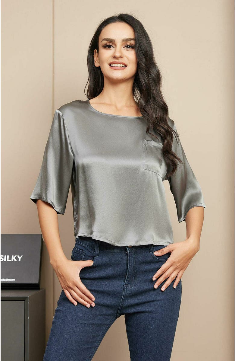 SILKSILKY Pure Silk Casual Half Sleeve Women's Blouse T-Shirt, Alternate, color,