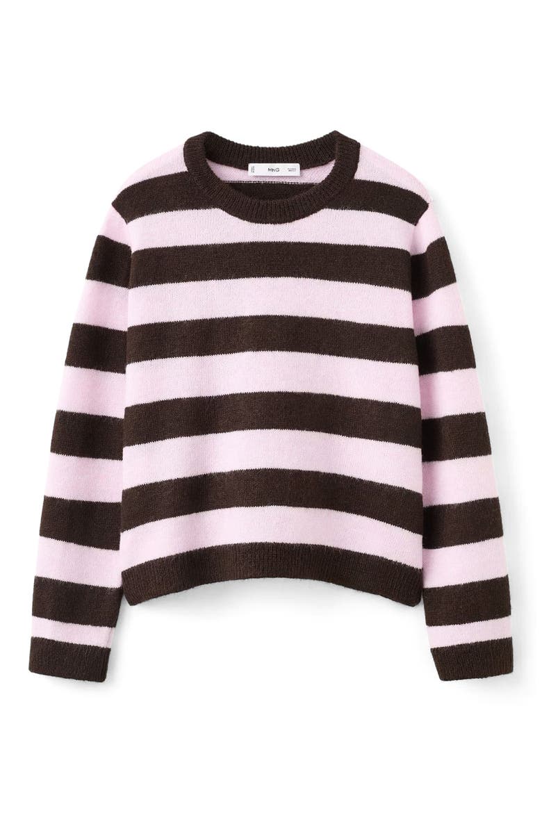 Stripe Crewneck Sweater, Alternate, color, PINK