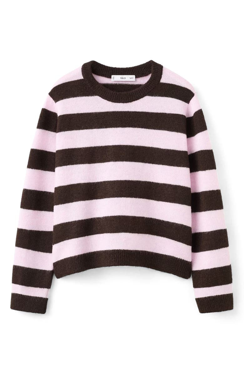 MANGO Stripe Crewneck Sweater, Alternate, color, Pink