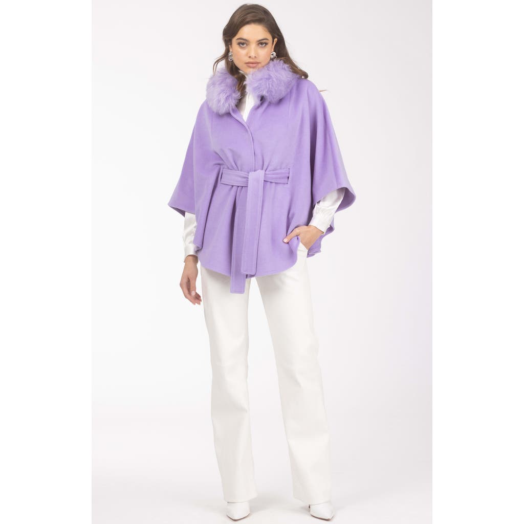 Gorski Wool Belted Cape In Purple