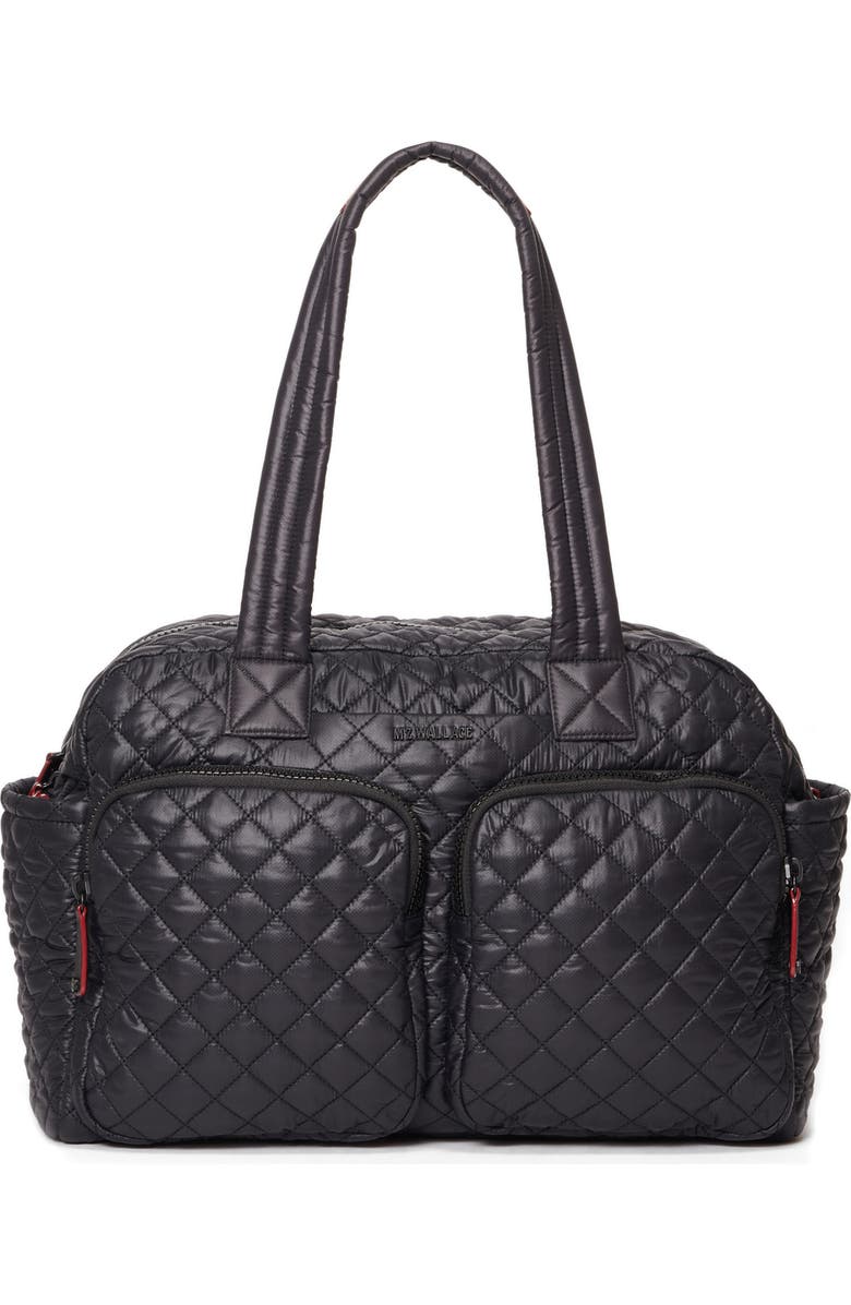 MZ Wallace Nik Quilted Water Resistant Nyon Travel Bag, Main, color, Black