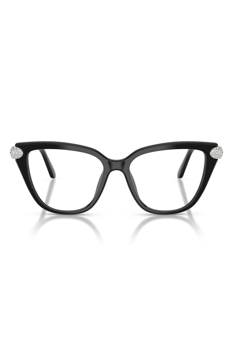 Swarovski 54mm Cat Eye Optical Glasses, Main, color, Black/ Demo Lens