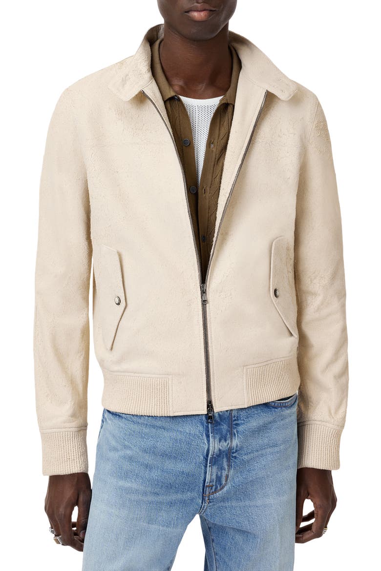 Nathan Distressed Suede Bomber Jacket, Main, color, SALT