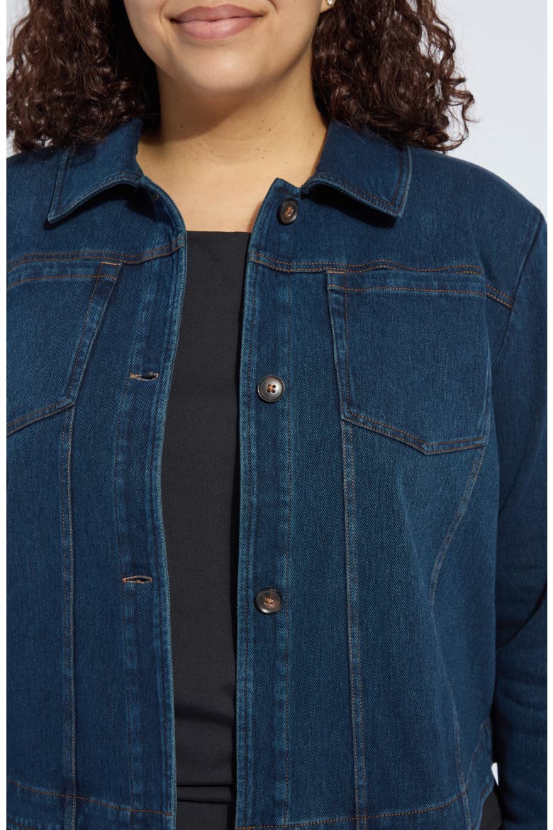 Curve Hem Denim Jacket, Alternate, color, INDIGO
