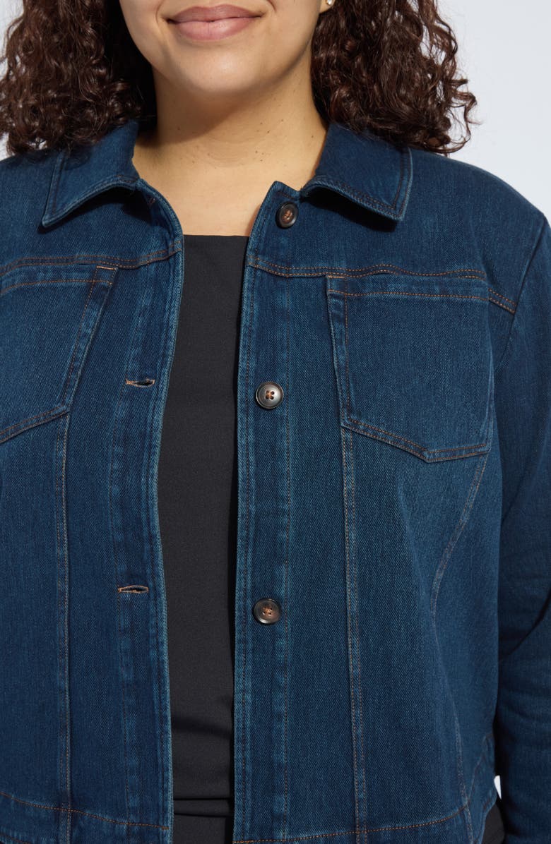 Lysse Curve Hem Denim Jacket, Alternate, color, Indigo