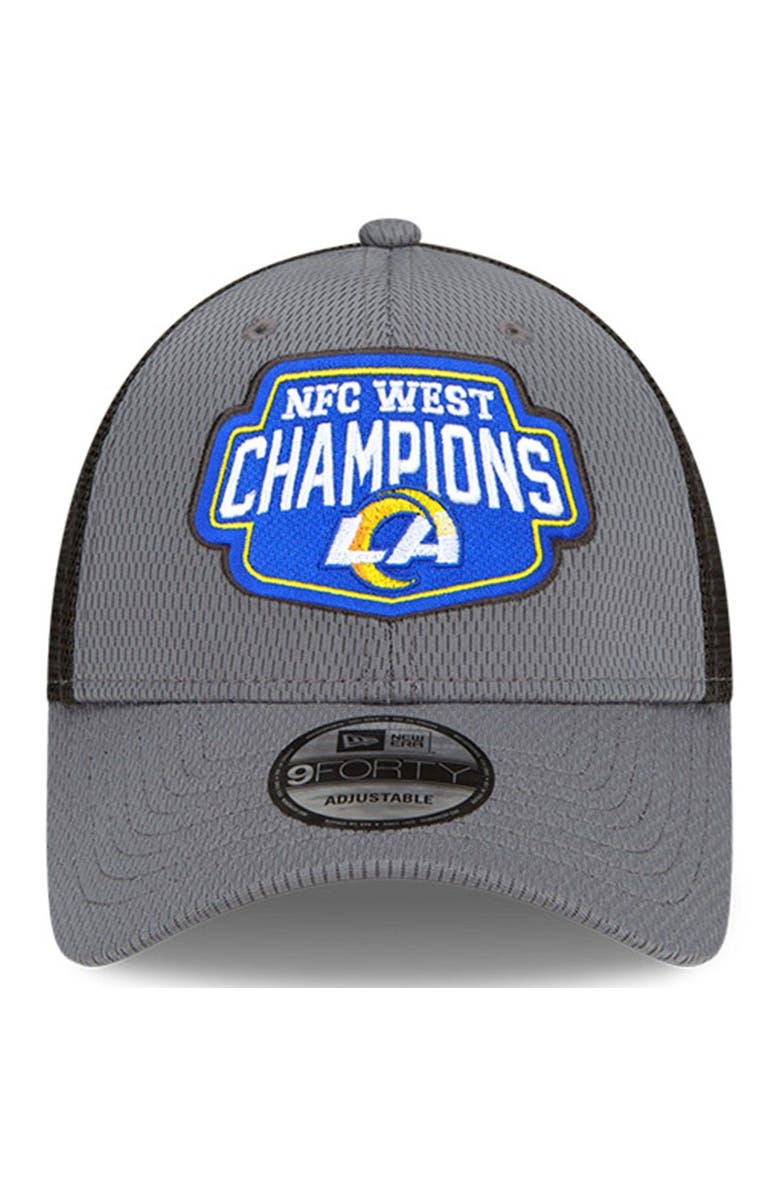 New Era Men's New Era Graphite Los Angeles Rams 2021 NFC West Division Champions 9FORTY Trucker Snapback Hat, Alternate, color, 