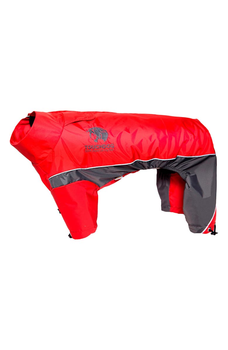 TOUCHDOG Quantum-Ice Full-Bodied Adjustable and 3M Reflective Dog Jacket - Medium, Alternate, color, Red Charcoal Grey