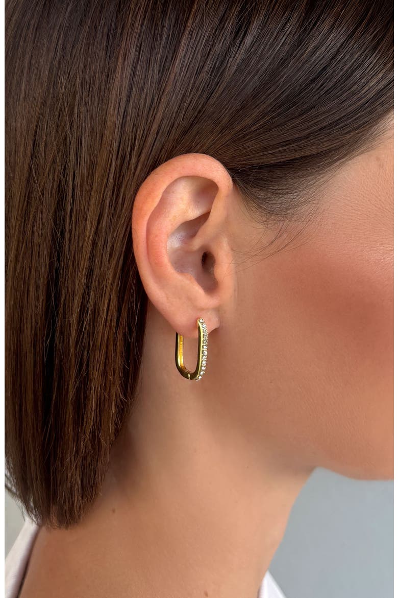 Set of 3 Rectangular Huggie Hoop Earrings, Alternate, color, GOLD