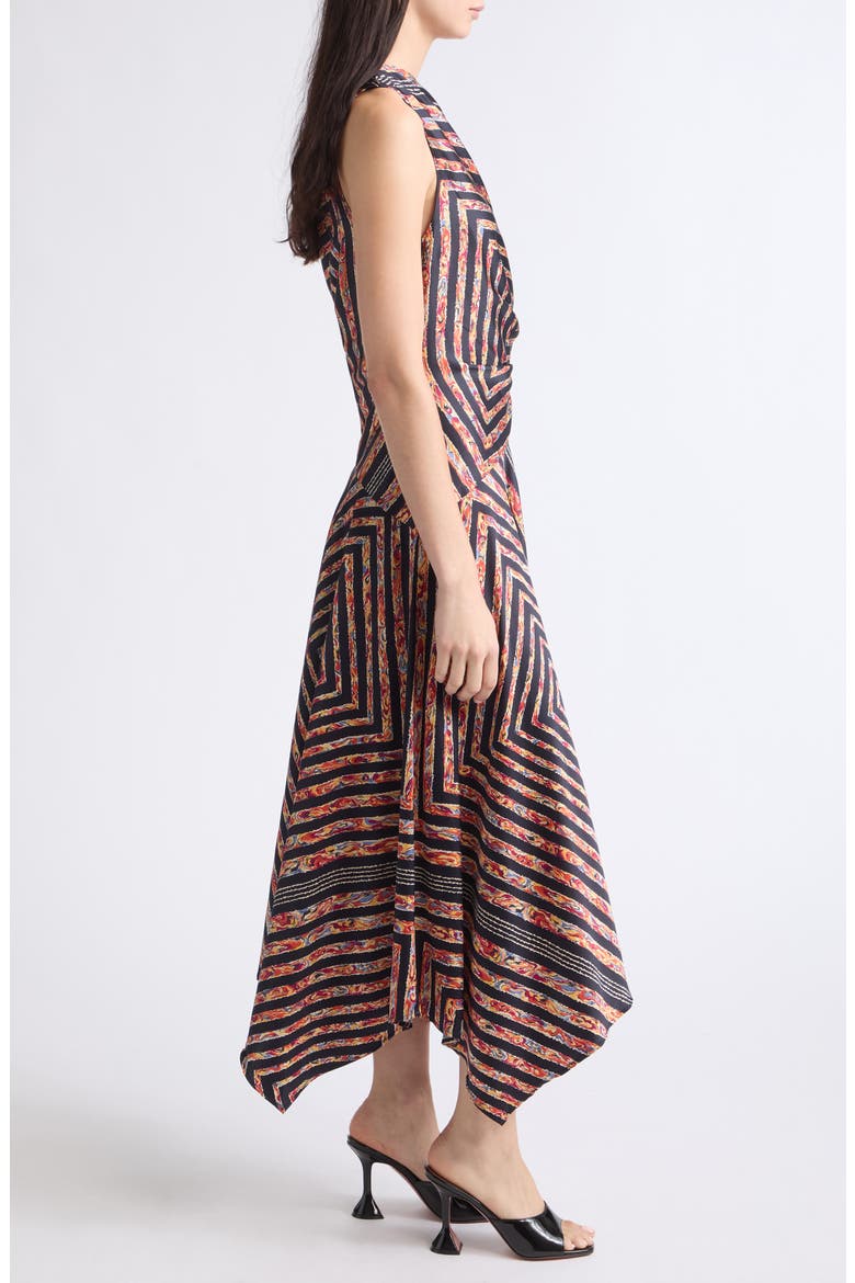 Portia One-Shoulder Stripe Silk Midi Dress, Alternate, color, STUDIO