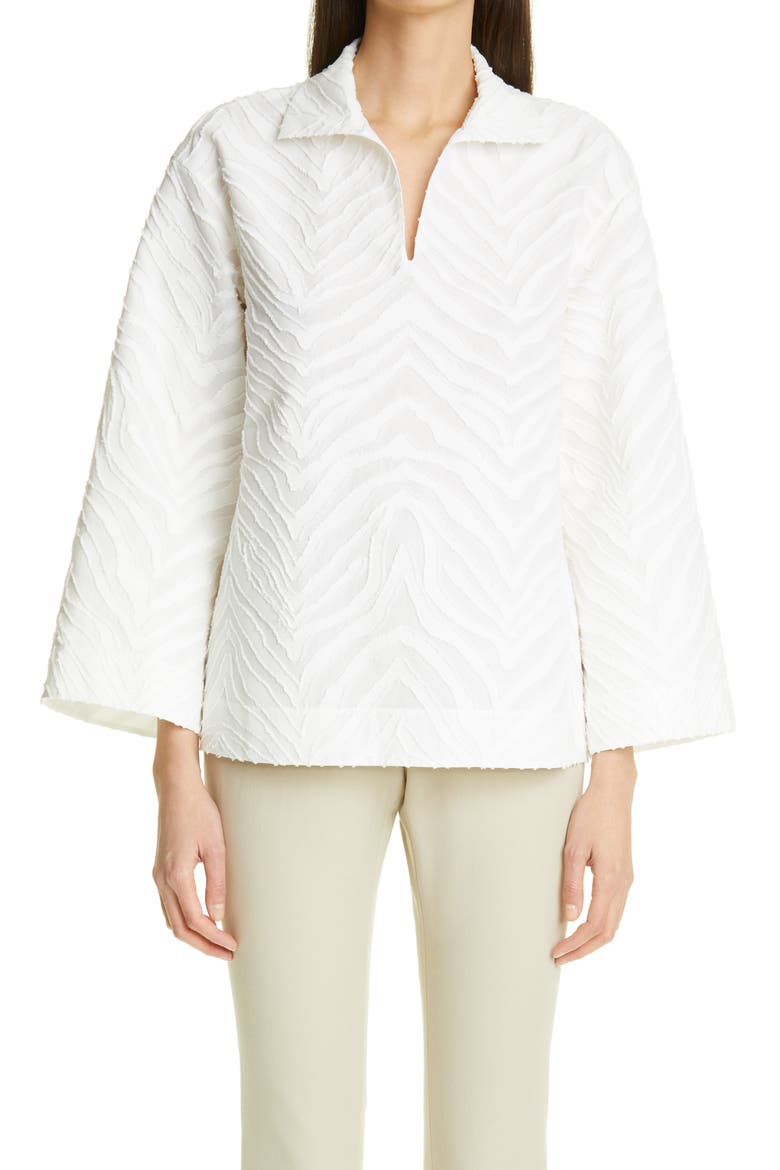 Dales Zebra Jacquard Top, Main, color, WHITE