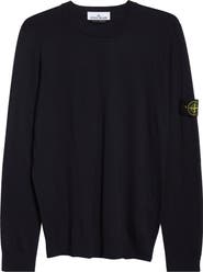 Stone Island Compass Patch Virgin Wool Crewneck Sweater