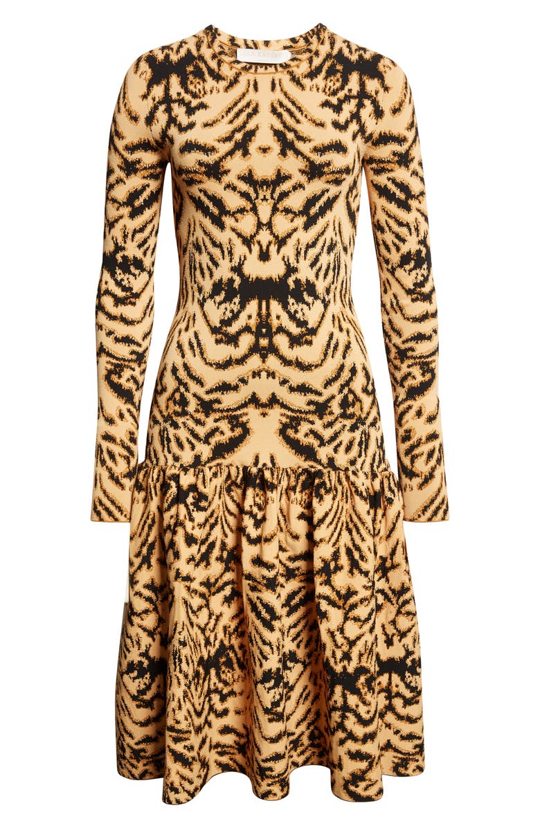Ulla Johnson Camryn Long Sleeve Metallic Tiger Jacquard Dress, Alternate, color, Bengal