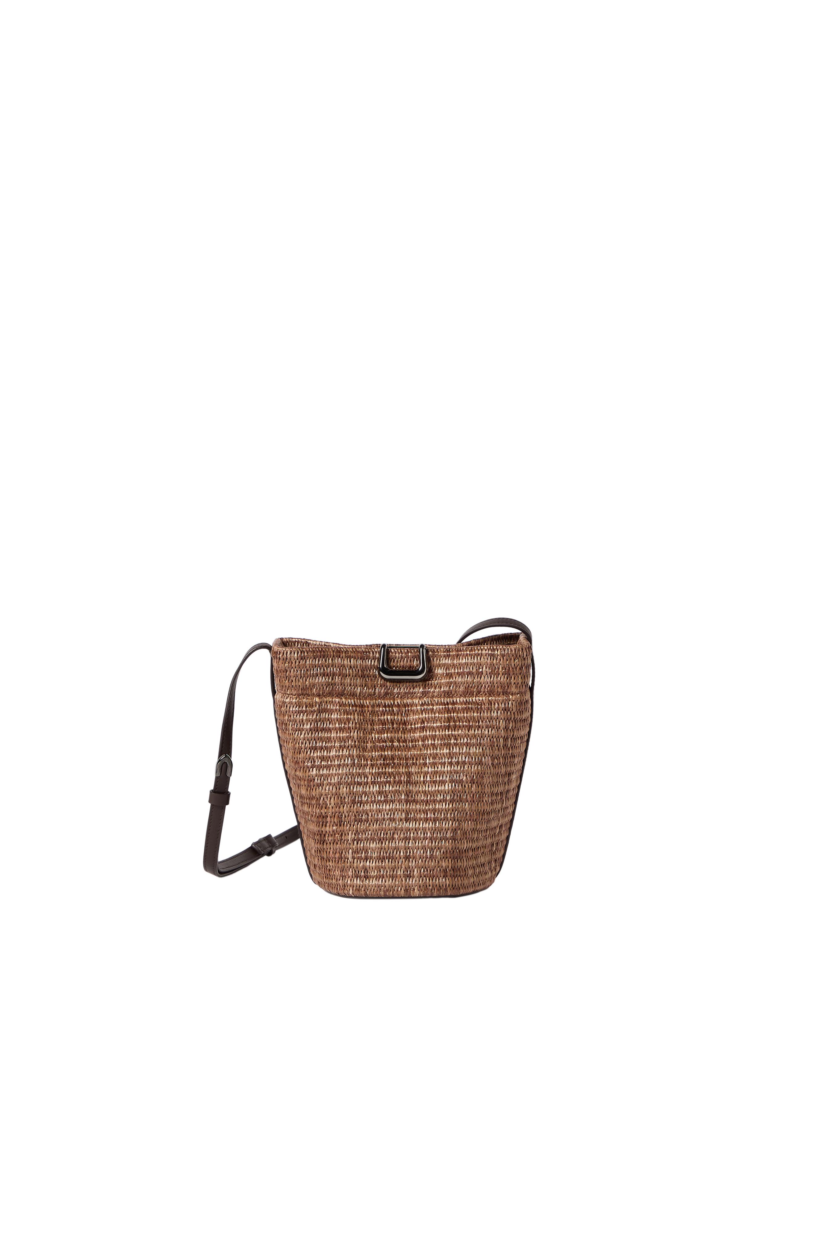 Brunello Cucinelli Raffia sartorial small bucket bag, Main, color, Light Brown