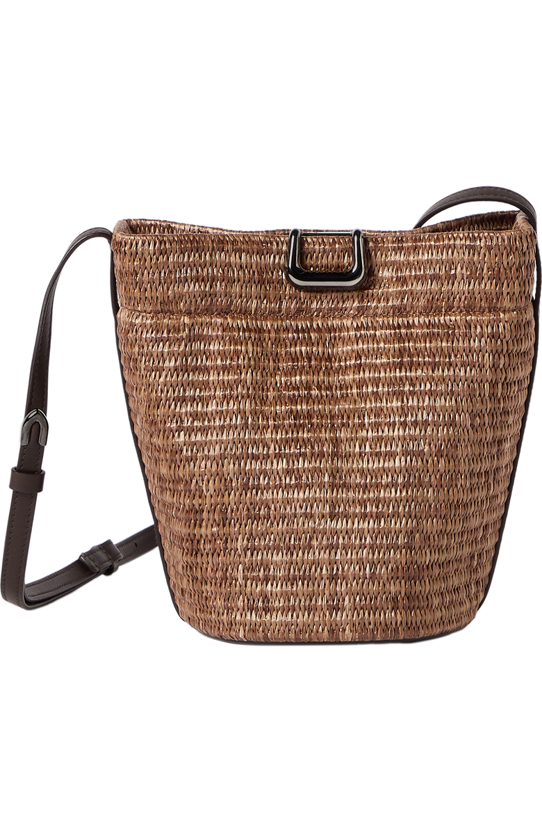 Brunello Cucinelli Raffia sartorial small bucket bag, Main, color, Light Brown