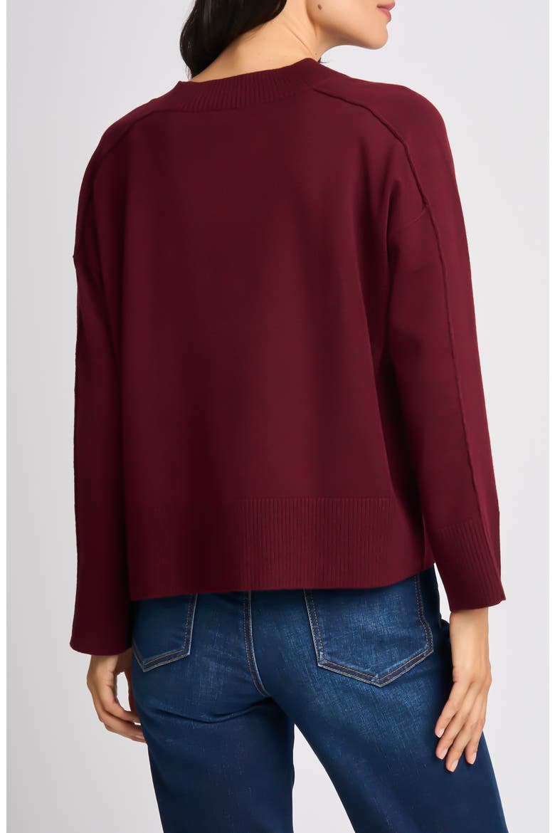 V-Neck Sweater, Alternate, color, RICH BURGUNDY
