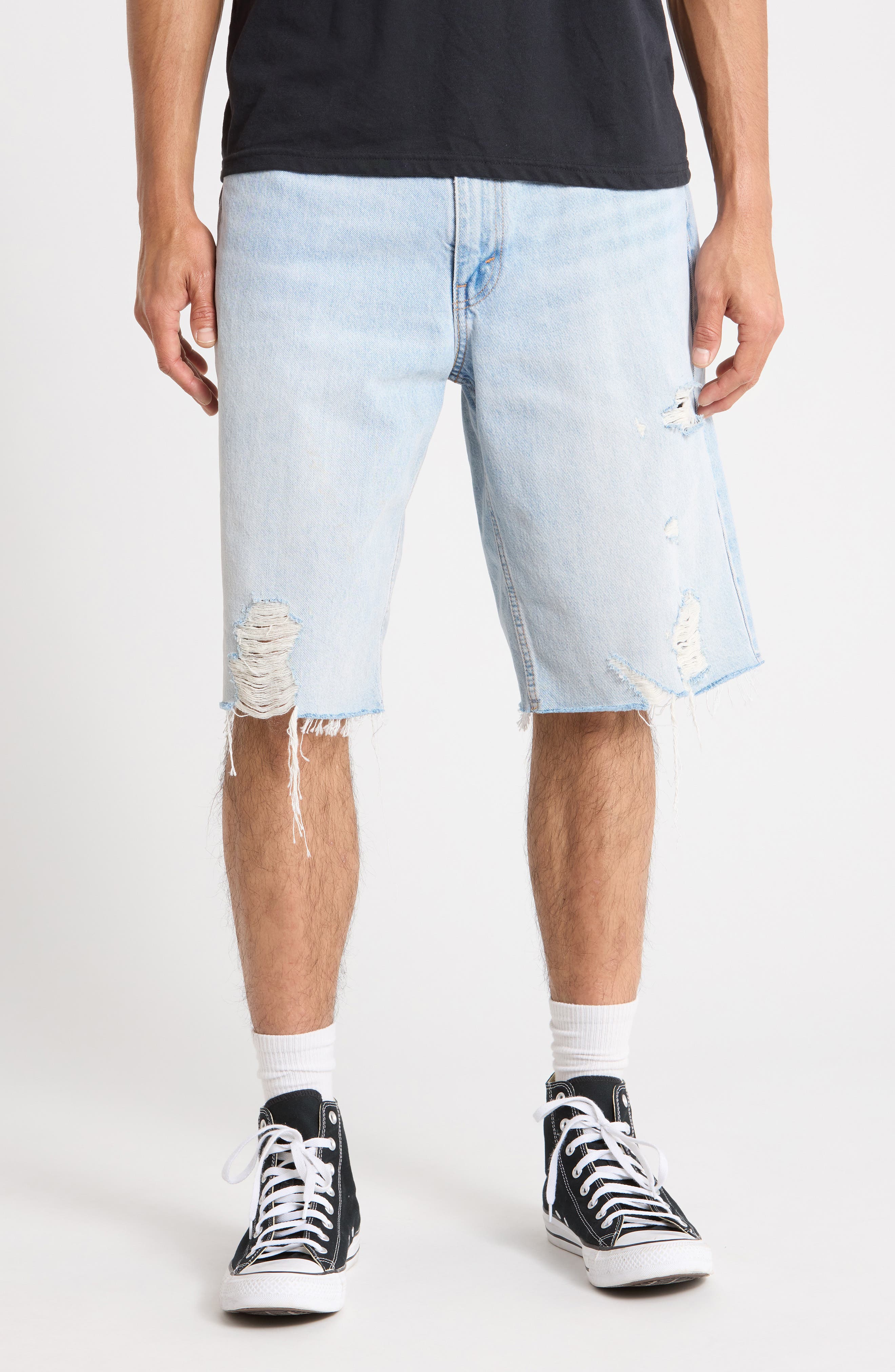 Levi's 469 Ripped Loose Denim Shorts