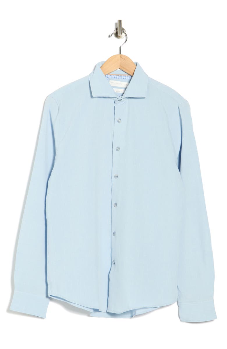 DENIM AND FLOWER Solid Stretch Button-Up Shirt, Alternate, color, Light Blue