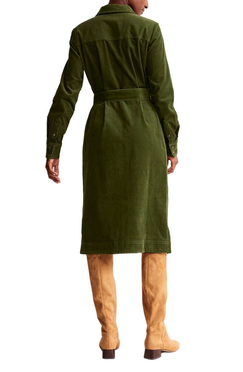 Boden Eloise Long Sleeve Tie Waist Stretch Cotton Corduroy Shirtdress, Alternate, color,