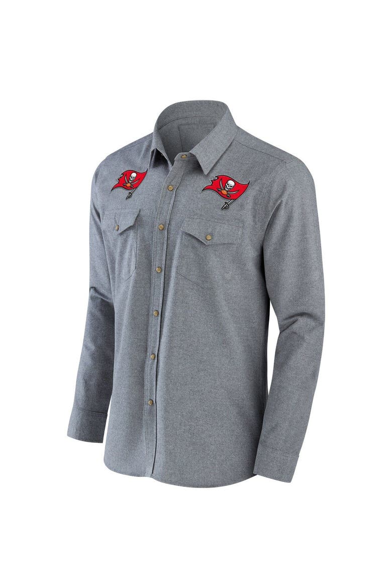 Men's NFL x Darius Rucker Collection by Fanatics Gray Tampa Bay Buccaneers Chambray Button-Up Long Sleeve Shirt, Alternate, color, Gray