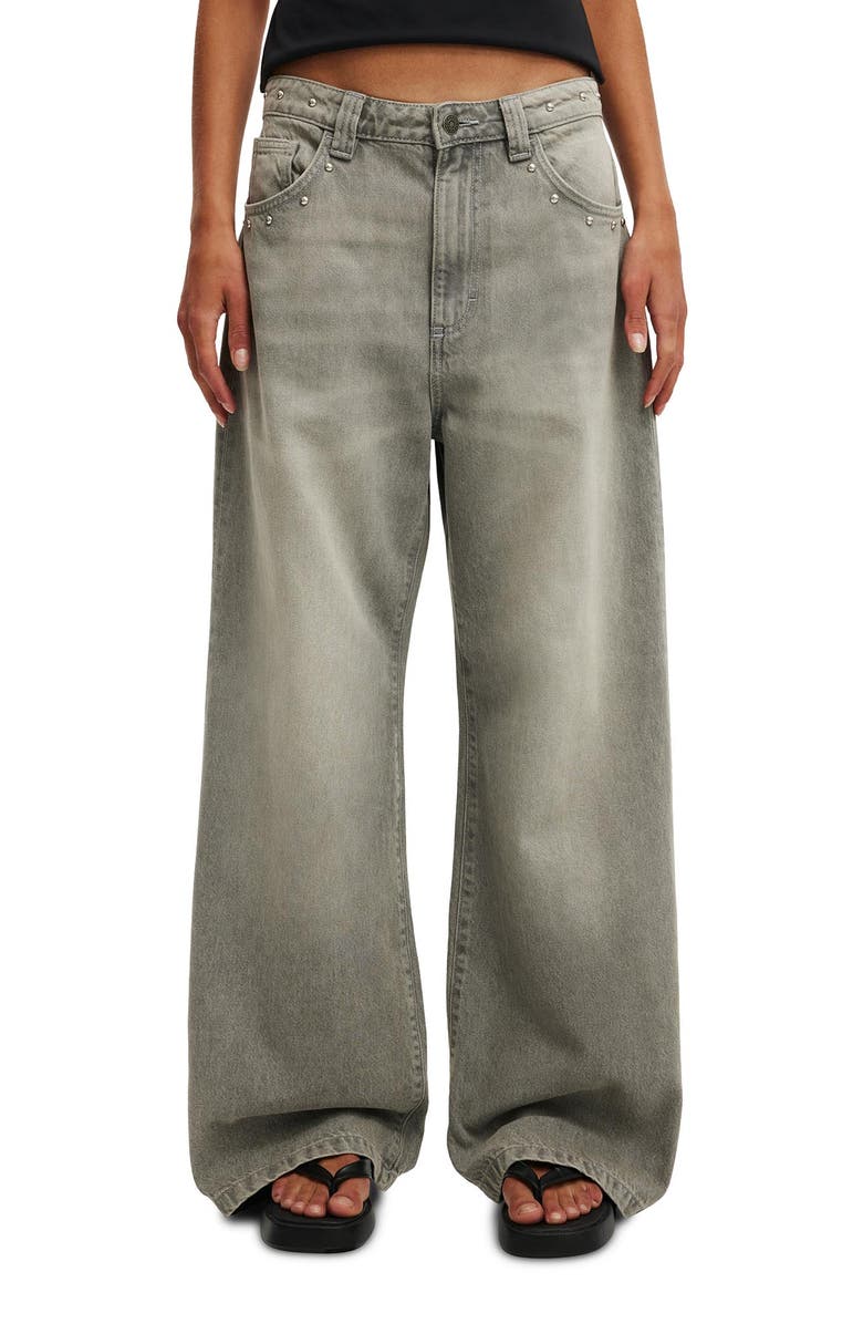 Cotton On Women's Low Super Baggy Jean, Main, color, Studded Shady Grey