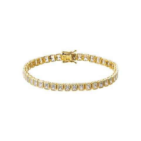 Moissanite Emerald Bezel Tennis Bracelet