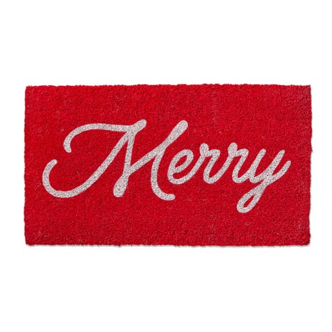 Merry Christmas Coir Door Mat Easy Clean Holiday Decor