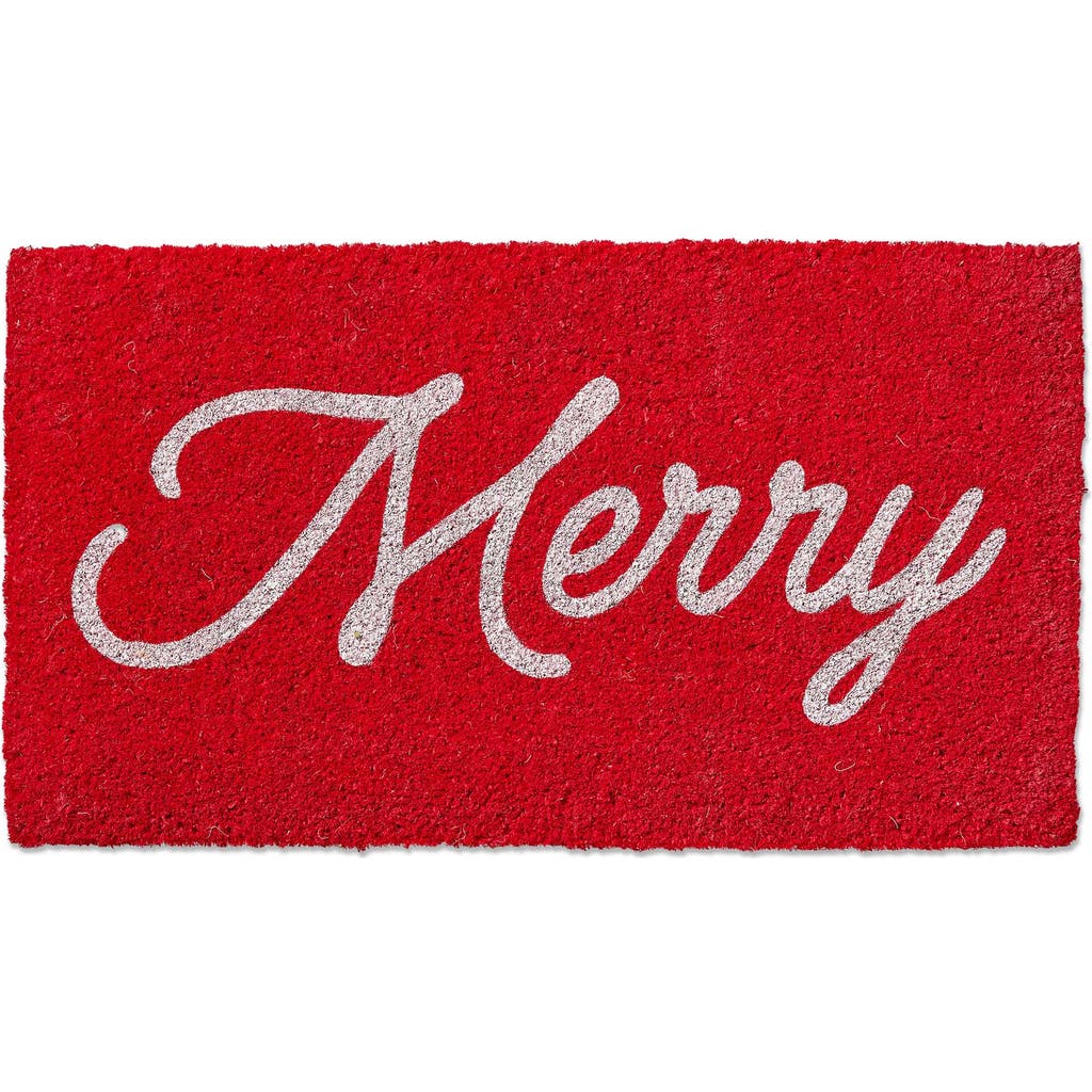 Tag Merry Christmas Coir Door Mat Easy Clean Holiday Decor In Red