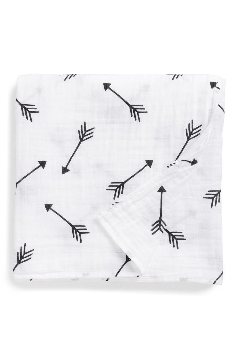 Kids' Nordstrom Cotton Swaddle Blanket, Main, color, WHITE- BLACK ARROWS