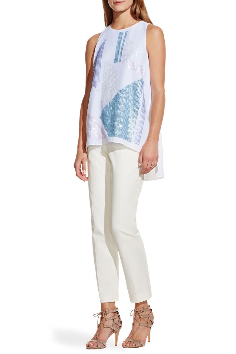 Sequin Front High/Low Blouse, Alternate, color, WHITE MULTI