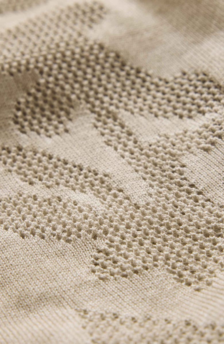 John Varvatos Miguel Pointelle Knit Camp Shirt, Alternate, color, Almond