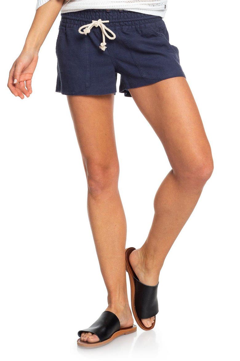 Oceanside Cotton Drawstring Shorts, Main, color, MOOD INDIG