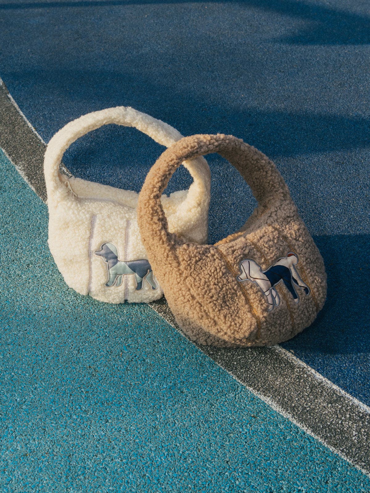 "Pan Pan" Half Moon Shearling Bag, Alternate, color, Taupe