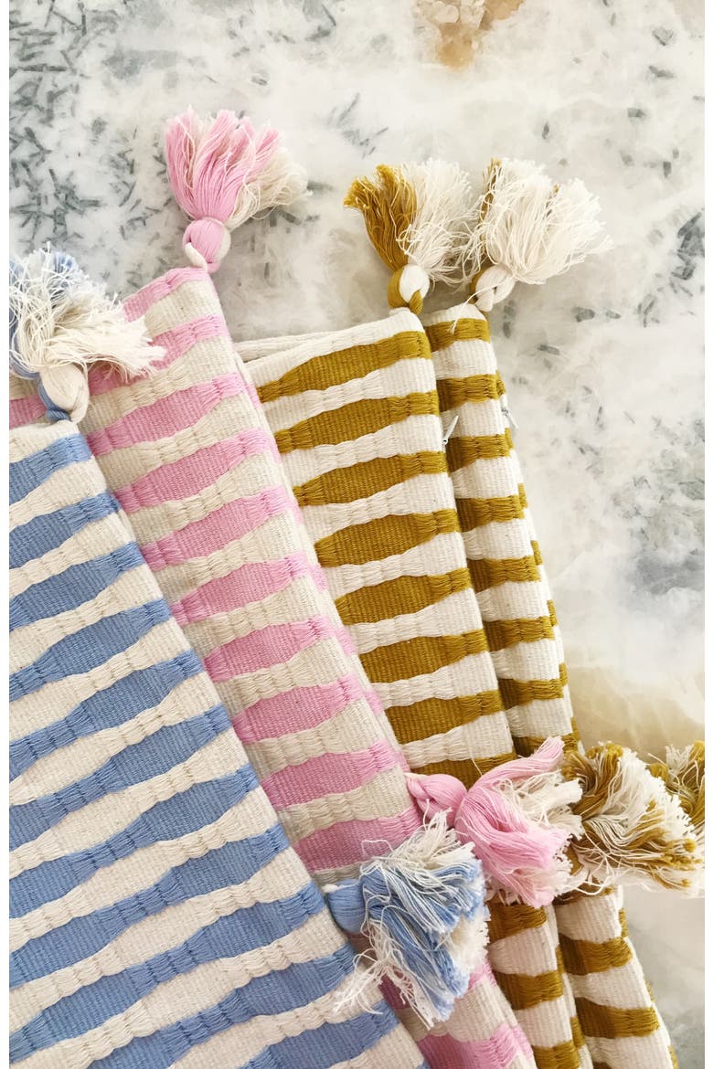 Antigua Classic Striped Handwoven Cotton Throw Pillow, Alternate, color, Sky Blue