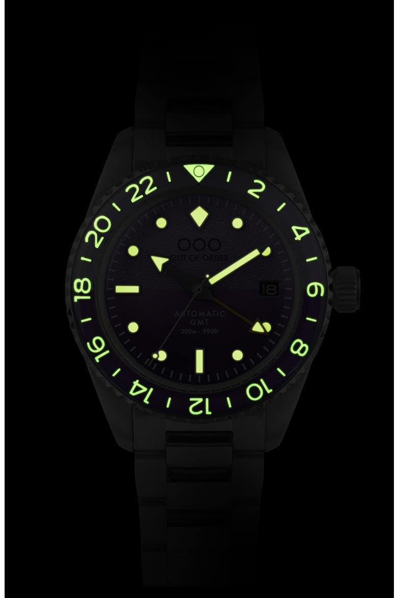 Shaker Automatic GMT Ultra Brushed Bracelet Watch, 40mm, Alternate, color, DARK VIOLET