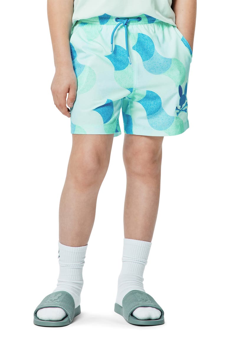 Kids' Ethan Allover Print Swim Trunks, Alternate, color, CABBAGE