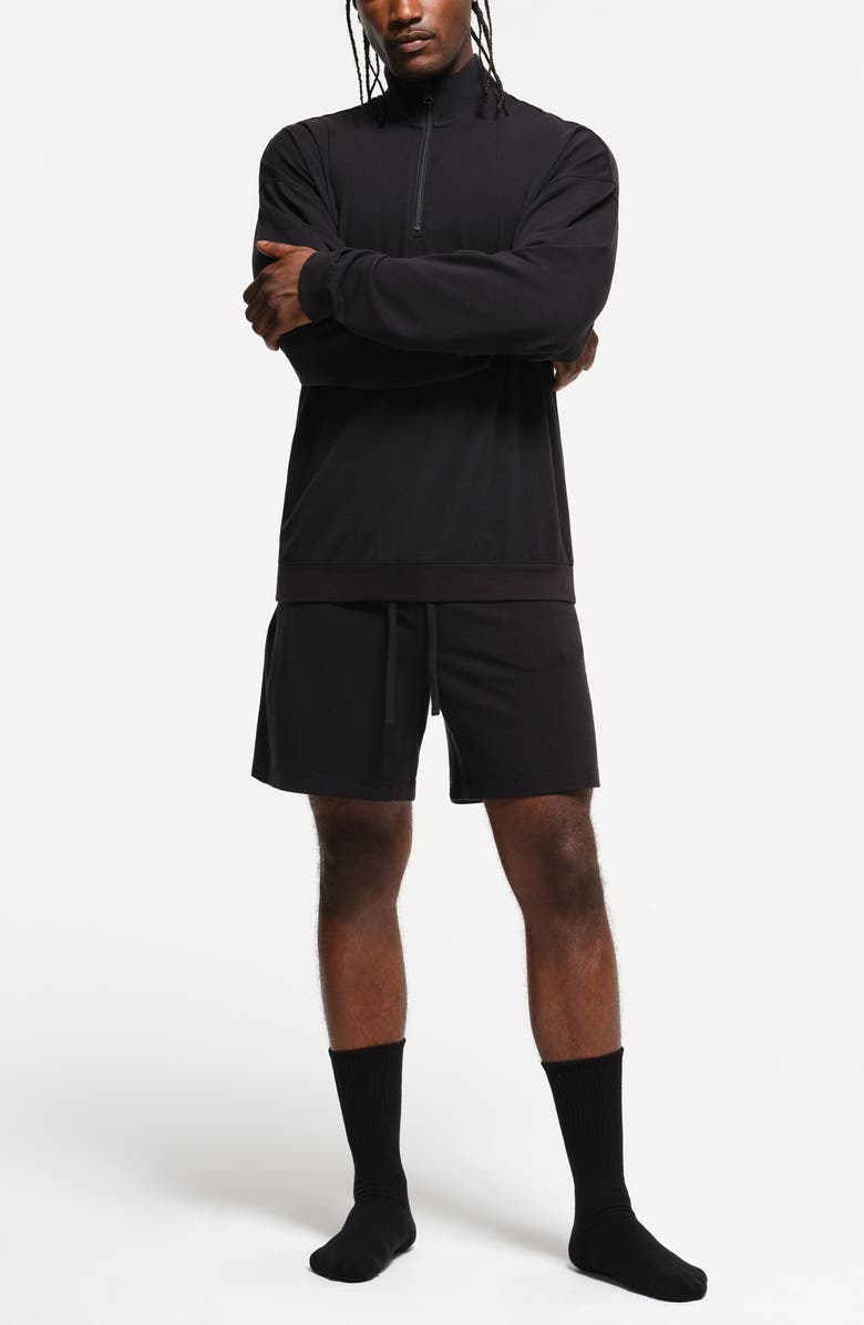 SKIMS Jersey Lounge Quarter Zip Pullover, Alternate, color, Obsidian