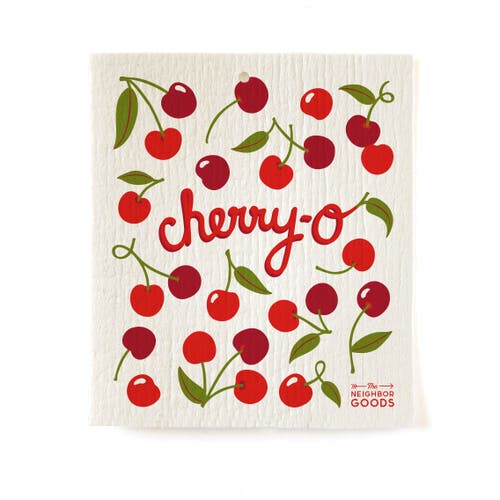 The Neighborgoods Cherry Dish Towel + Sponge Cloth Gift Set In Red