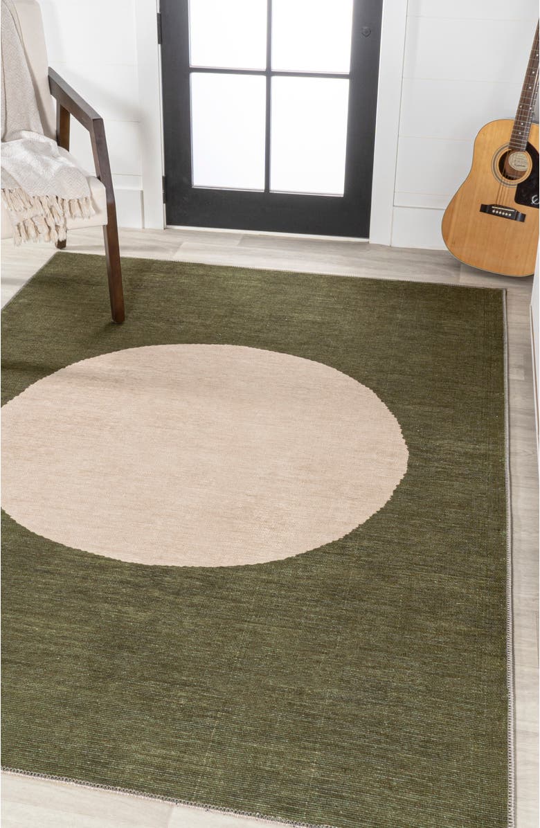 JONATHAN Y Cirkel Minimalist Geometric Dot Machine-Washable Area Rug, Alternate, color, Green/Cream