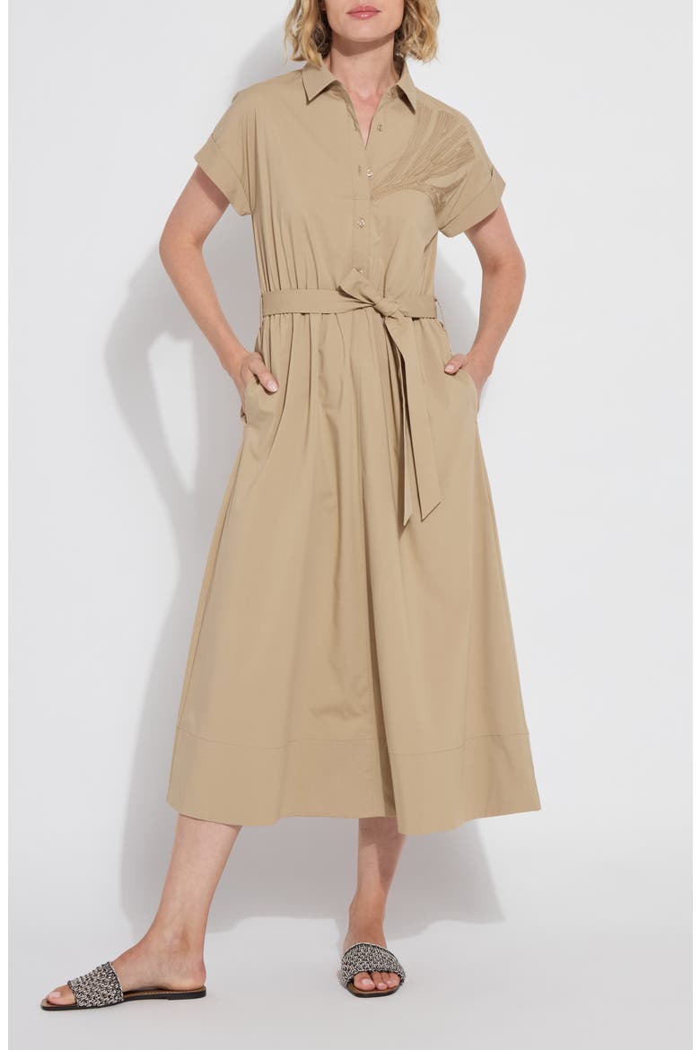 Thalassa Tie Waist Shirtdress, Alternate, color, SANDSTONE
