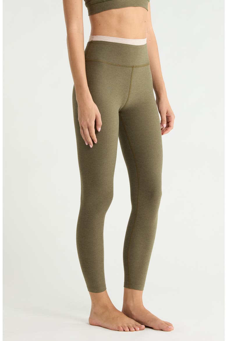 Space Dye High Waist Midi Leggings, Alternate, color, BEYOND OLIVE HEATHER