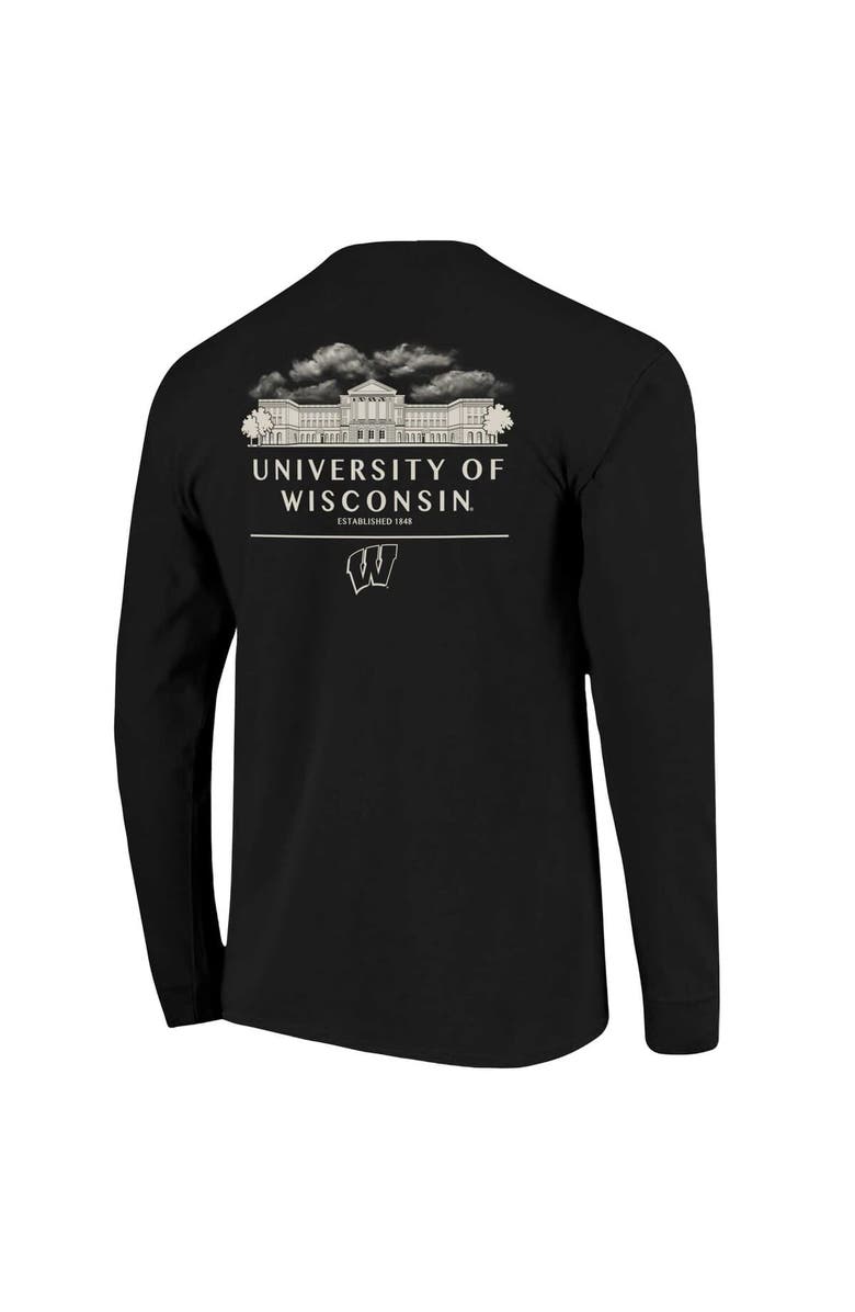 IMAGE ONE Men's Black Wisconsin Badgers Comfort Colors Campus Nights Long Sleeve T-Shirt, Alternate, color, Black