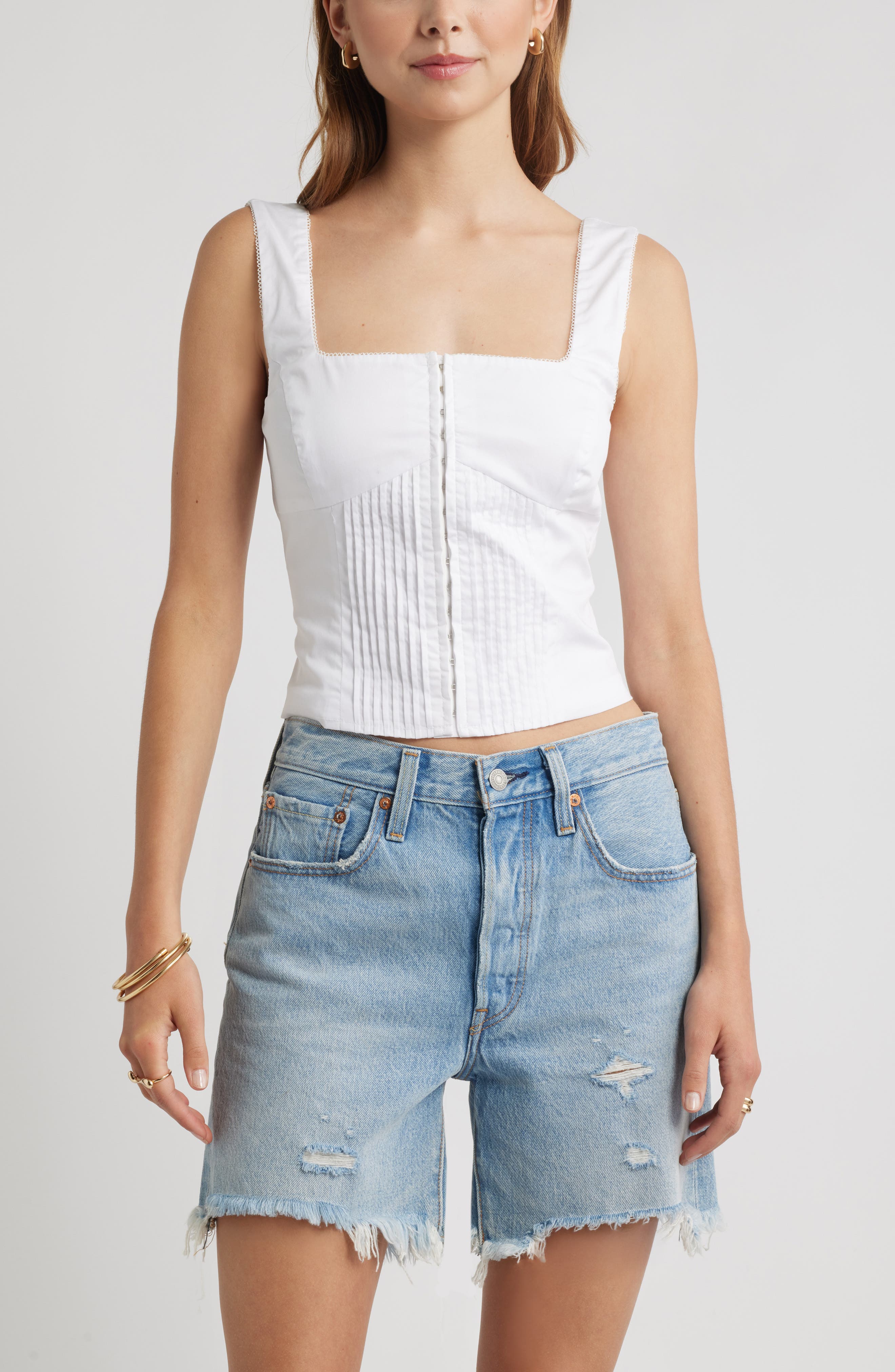 Open Edit Pintuck Bustier Top