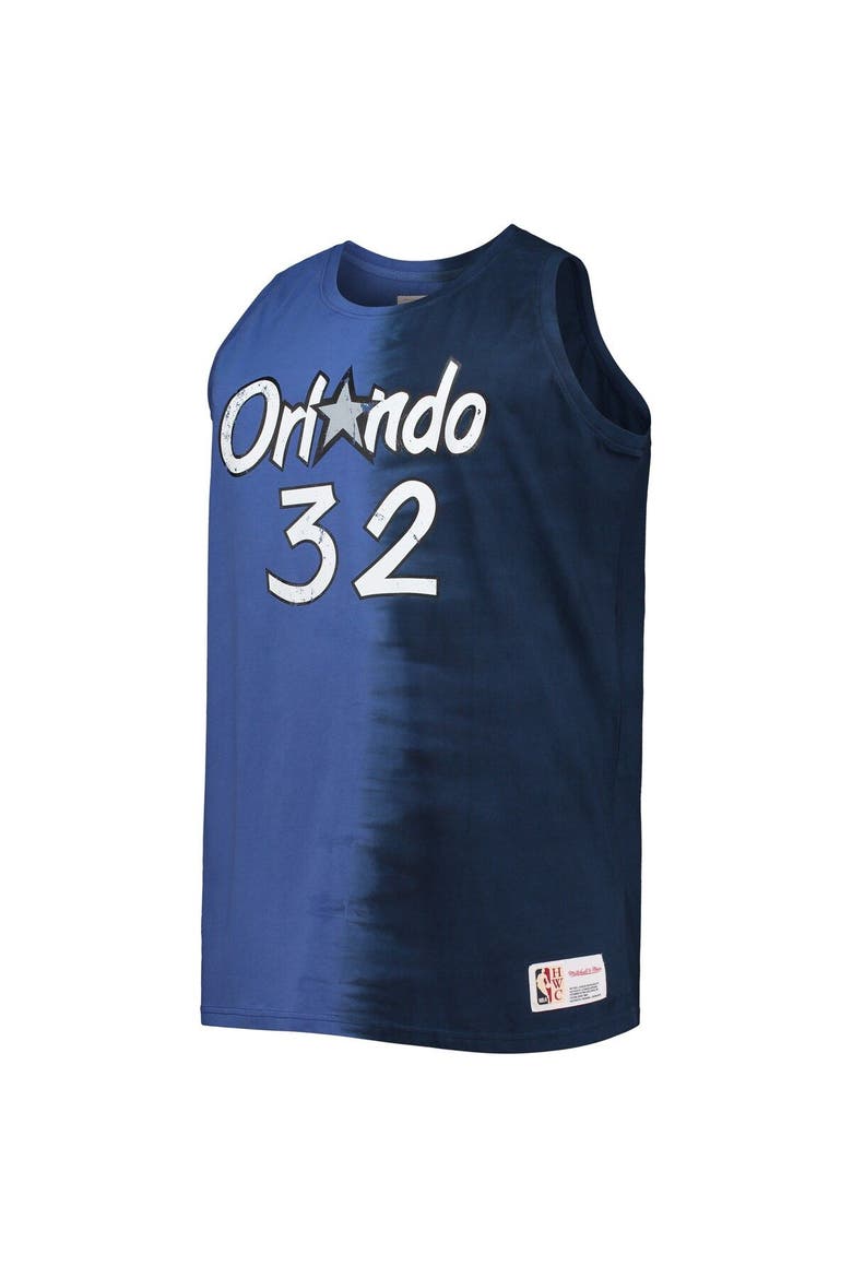 Men's Mitchell & Ness Shaquille O'Neal Blue/Navy Orlando Magic Big & Tall Profile Tie-Dye Player Tank Top, Alternate, color, Blue