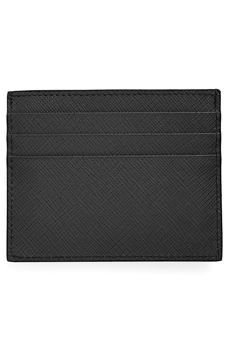 Prada Monogram Saffiano Leather Card Case, Alternate, color, 