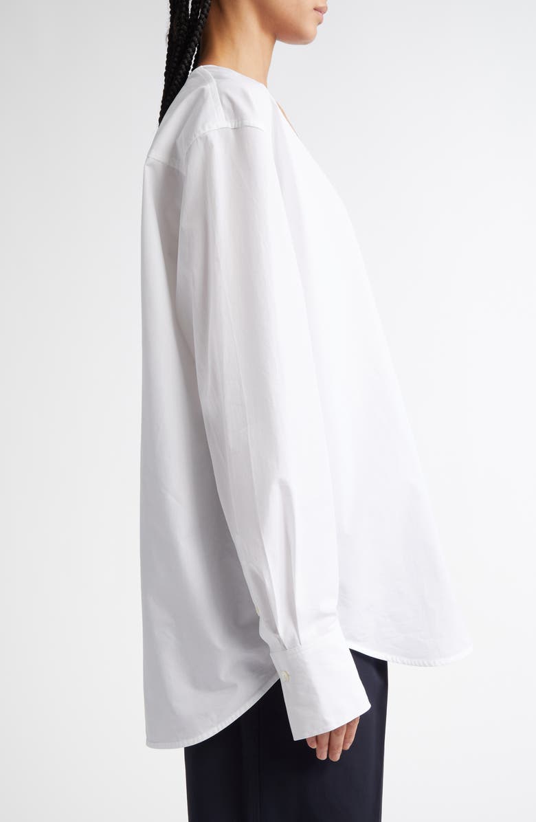 TOTEME Deep V-Neck Organic Cotton Tunic Top, Alternate, color, White