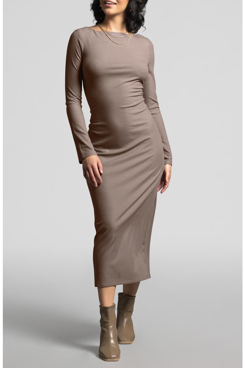 Angelina Long Sleeve Rib Maxi Dress, Main, color, DARK LILAC
