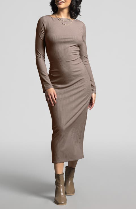 Angelina Long Sleeve Rib Maxi Dress