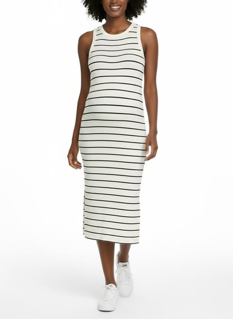Crew Neck Sleeveless Racerback Maternity Midi Dress